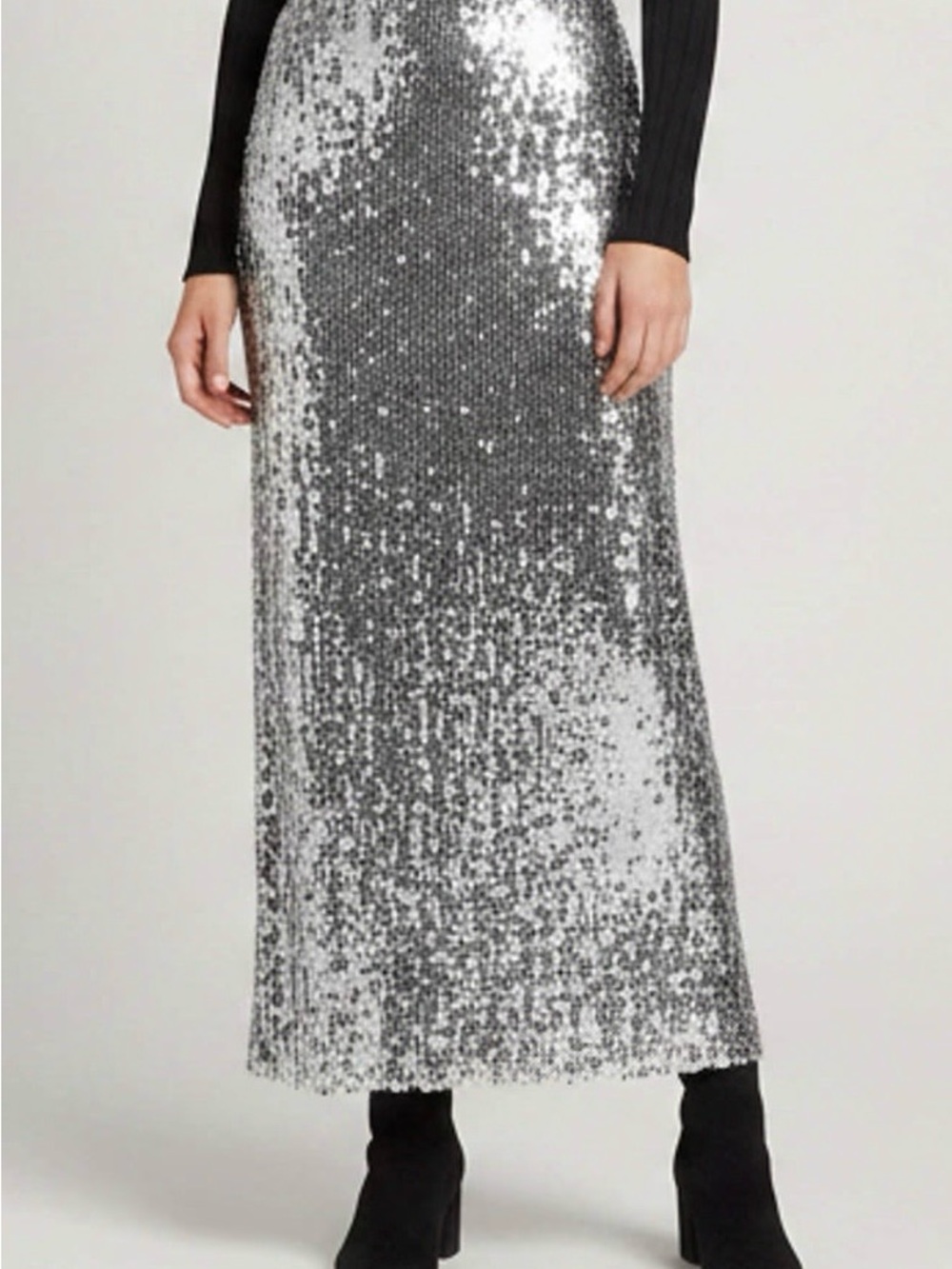 Ronny Kobo Collection Silver Sequin Maxi Skirt and Bandeau Top  (Revolve)